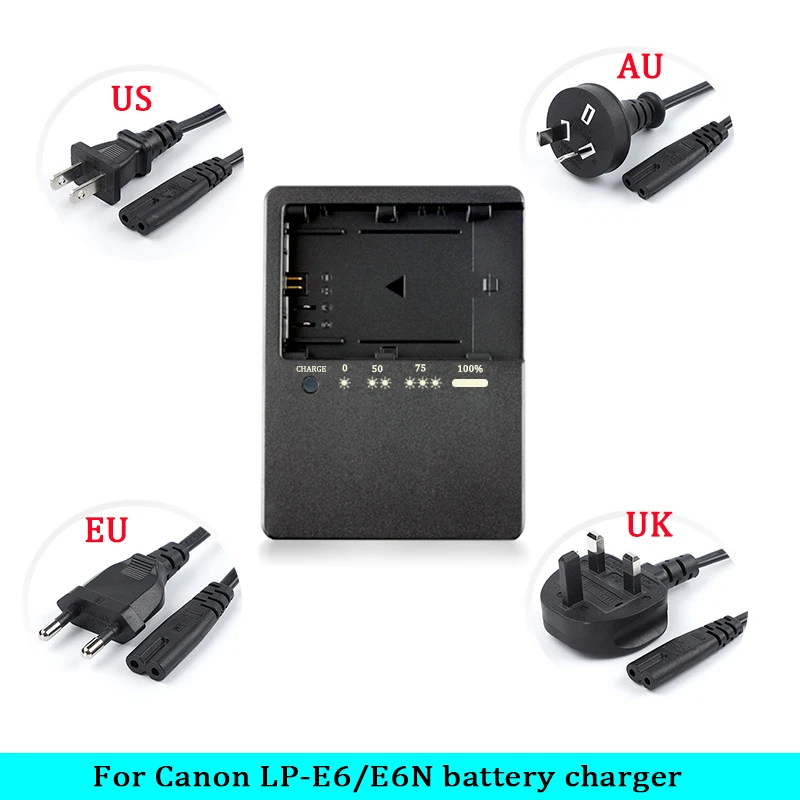 LC-E6E LC-E6 Charger For Canon LP-E6 LP-E6N LP-E6NH Battery EOS 70D 60D 5D Mark III 5D Mark 6D 6D MARK II 60D 80D 7D MARK II