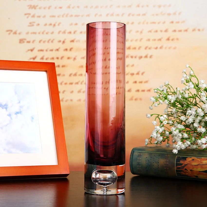 

Modern Minimalist Transparent Glass Vase for Flowers Straight Crystal Colorful Terrarium Hydroponic Container Home Decor