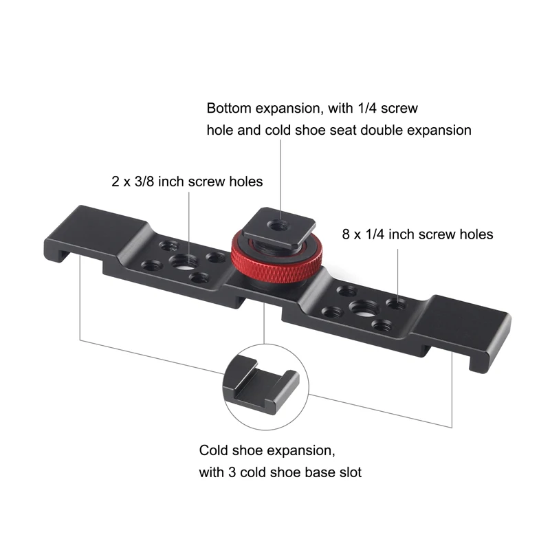 3 In 1 Cold Shoe Mount Adapter Extension Bar Bracket Stand for Camera Mobile Phone Vlog Video Light Triple Hot Shoe Plate Mount