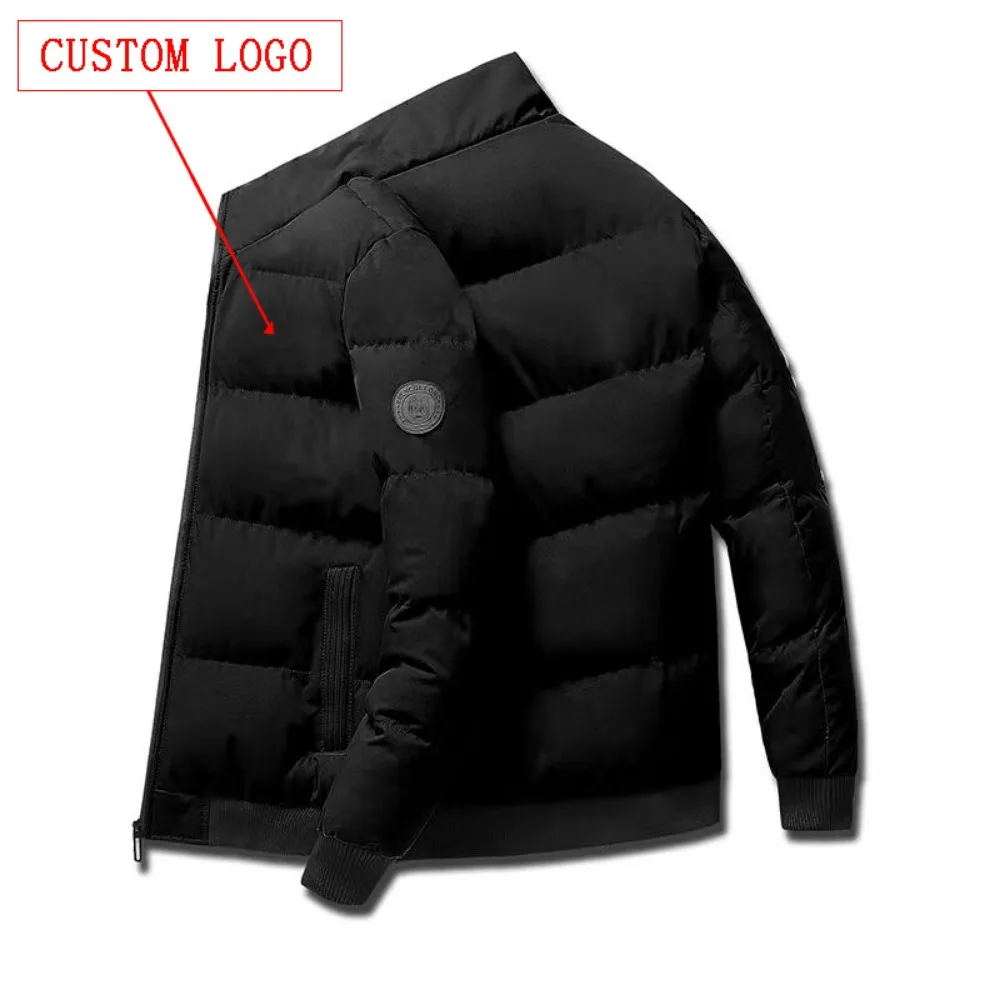 Autumn and winter clothes stand-up collar short men's trend simple loose casual top thickened warm cross-border cotton