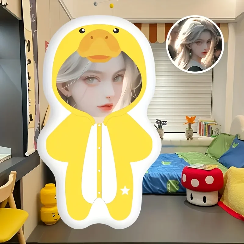 Customize a Little Yellow Duck Pillow with Personalized Portraits and Fun Themes, Combining Face and Body, Featuring a Digital D