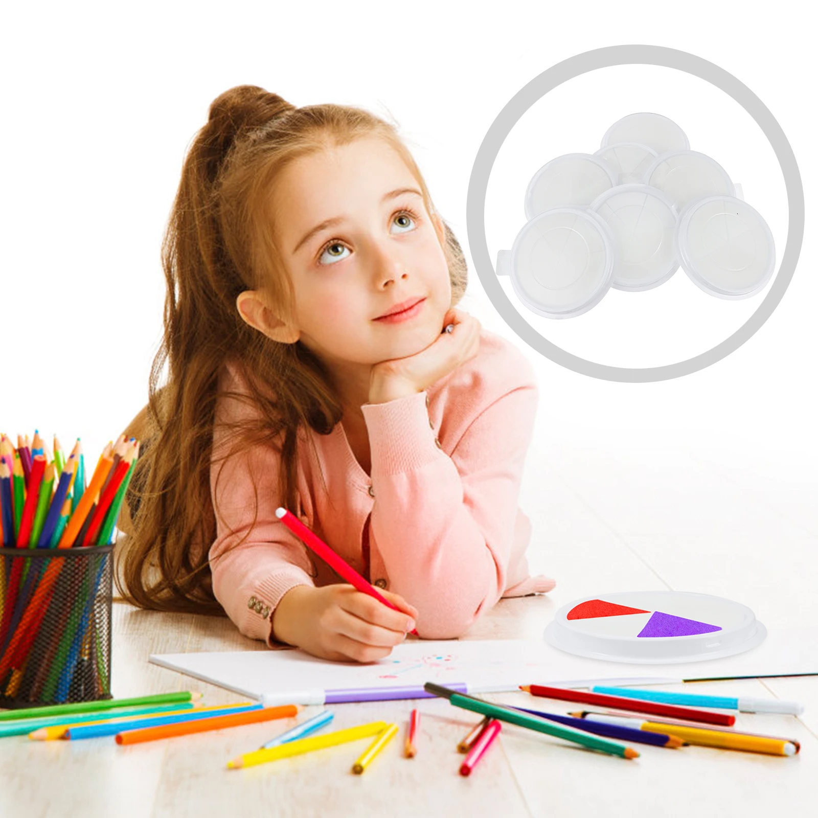 

10pcs Blank Ink For Children Finger Painting Refillable Multi-Purpose Diy Stamp Pads Kids Colorless Round No Dye