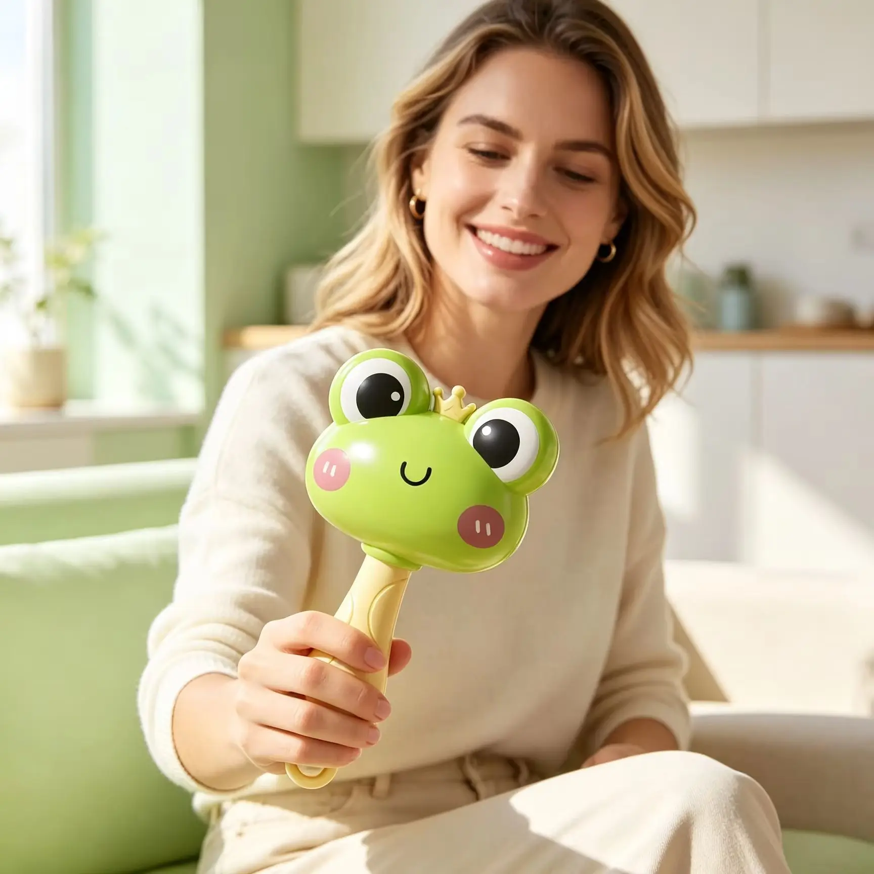 Cartoon Frog Chicken Sand Hammer Auditory Grasp Rattle Toy Desktop Interactive Decor Holiday Present For Friends Family Party