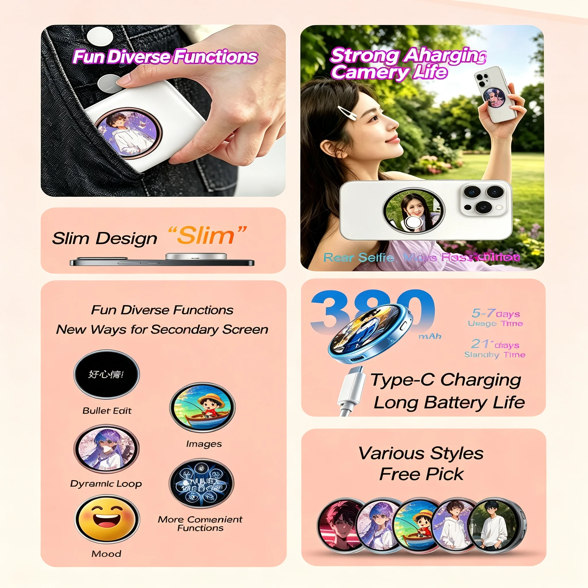 E-Badge Anime Display Pin Magnetic Dynamic Electronic Cyber Badge Merchandise Digital Display Dynamic Gift For Otaku Fans Friend