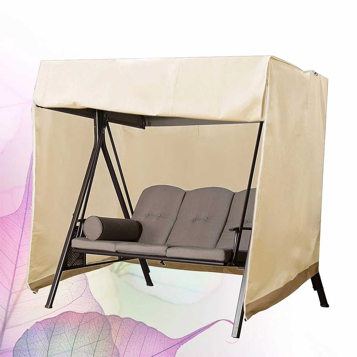 Waterproof Outdoor Hanging Chair Protective Cover Garden Swing Cover Creative Chair Cover (Beige and Coffee)