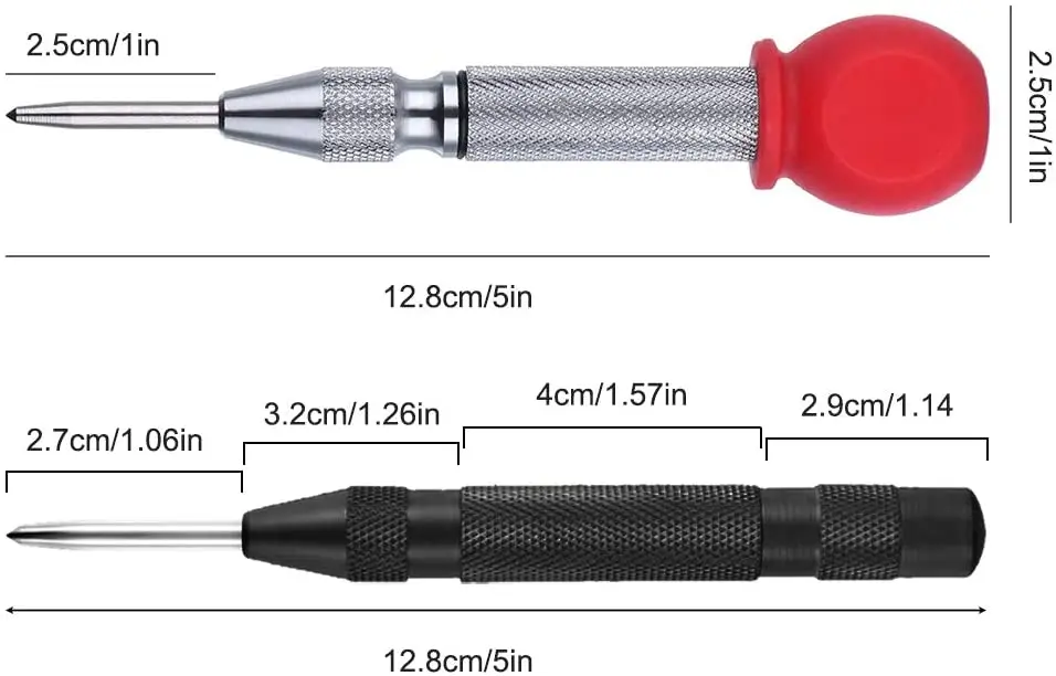 Automatic Center Pin Punch Woodworking Tools Spring Loaded Marking Metal Drill Bits Wood Press Dent Marker Starting Holes Tool