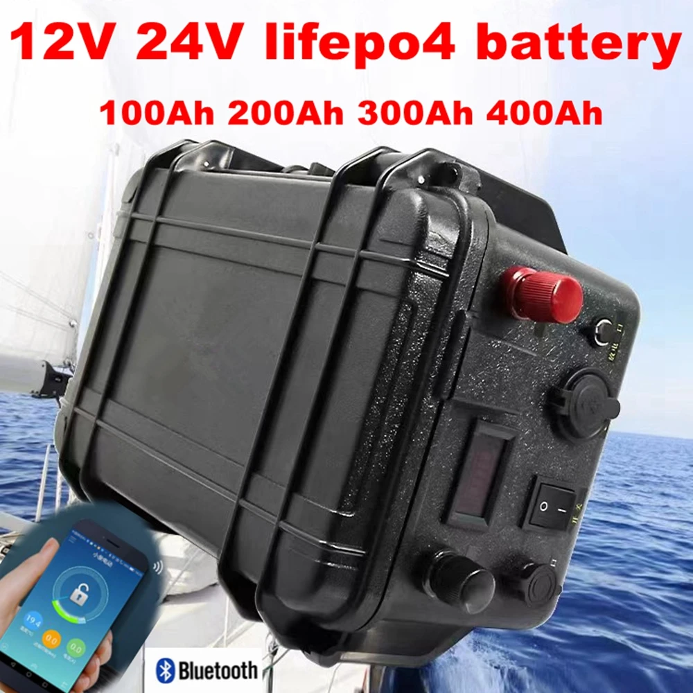 12V 24V 100Ah 120AH 150AH 200AH 300Ah 400Ah Lifepo4 lithium iron phosphate battery pack bluetooth BMS for boat solar system