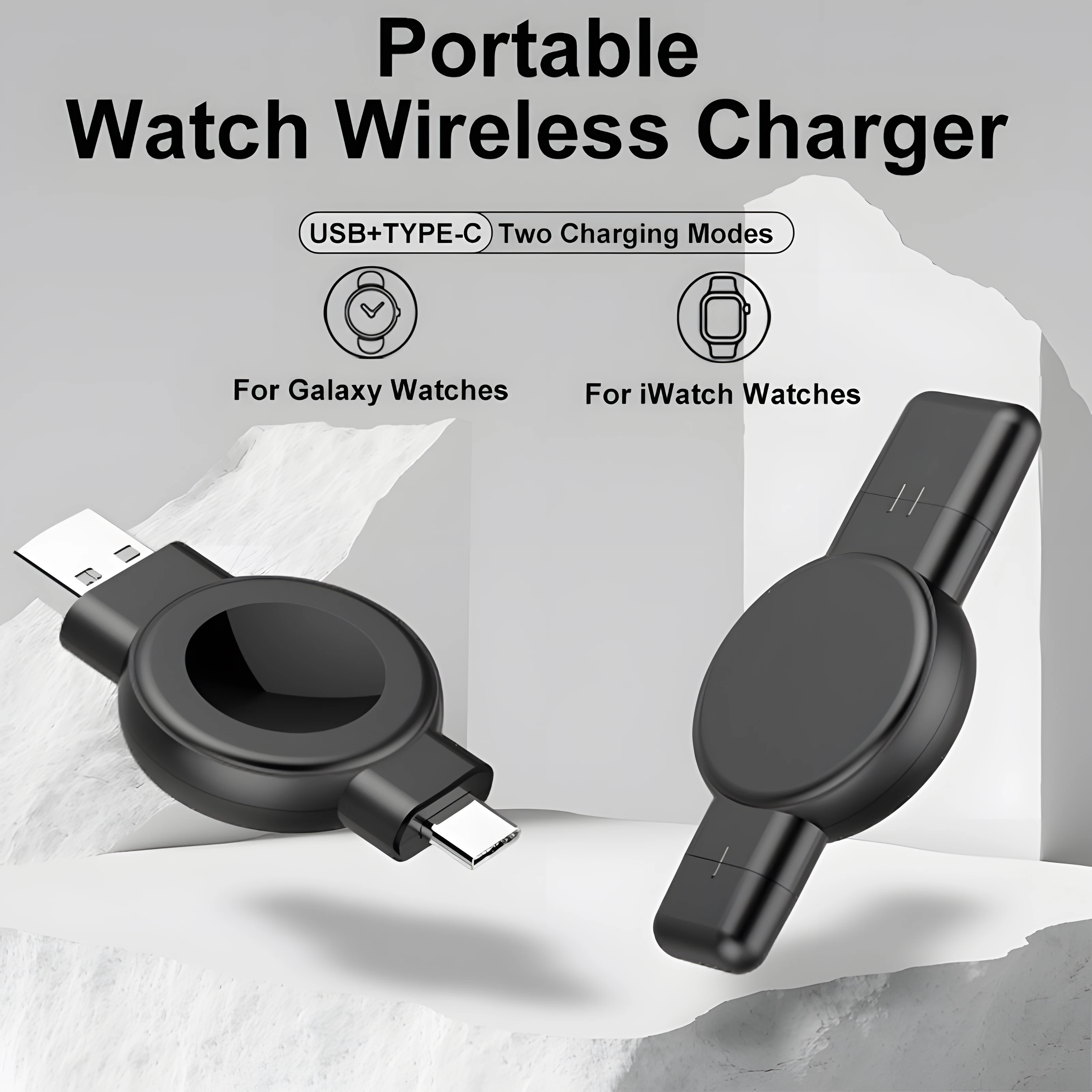 

Portable Magnetic Wireless Charger for Apple Watch Serises 9 8 7 6 USB A Type C Convert Charger for Samsung galaxy Watch 6 5 4 3