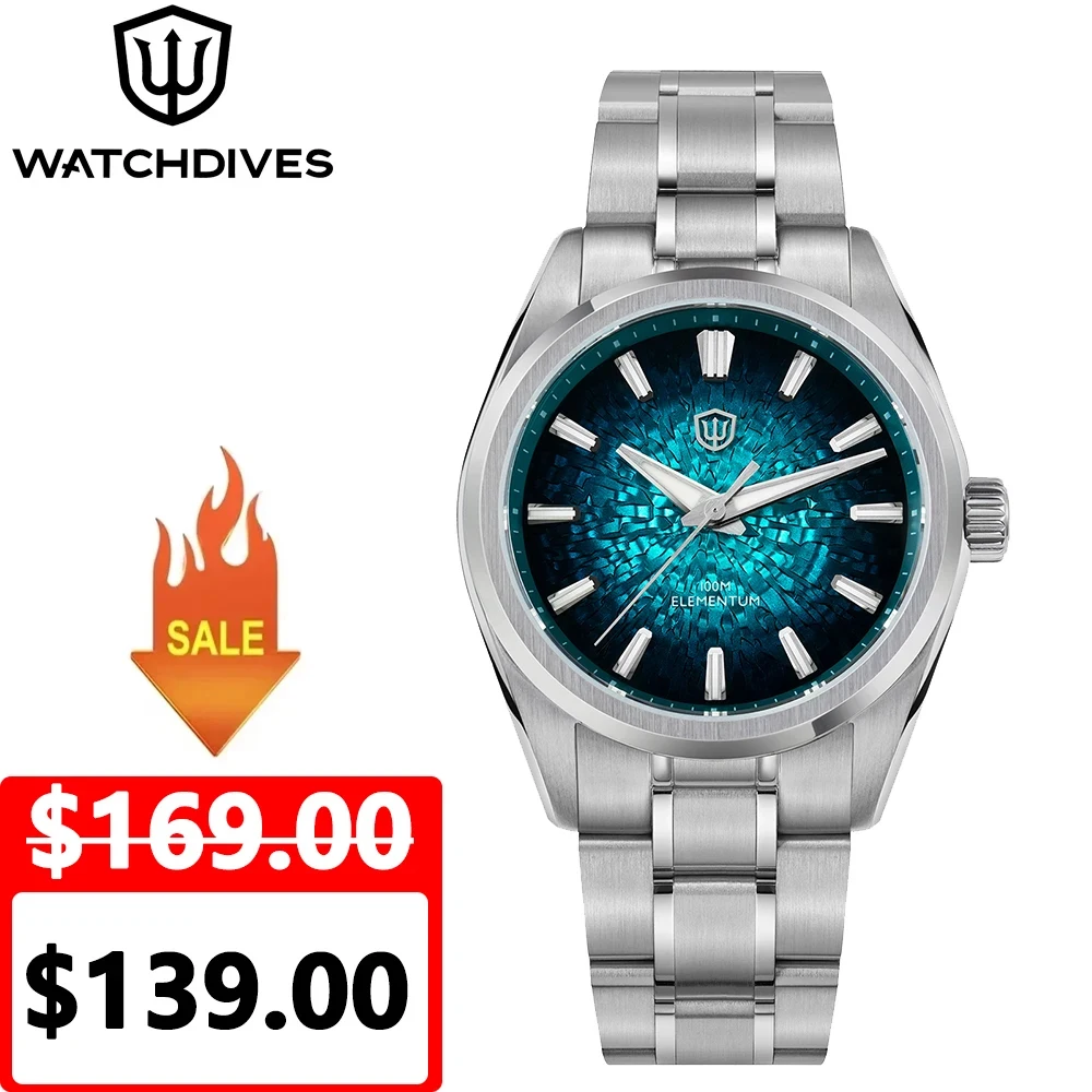 

Watchdives WD0003C 38mm Men Watch VH31 Sweep Seconds Quartz Movement Sapphire ice Crack Dial Luminous 10Bar Waterproof Watches