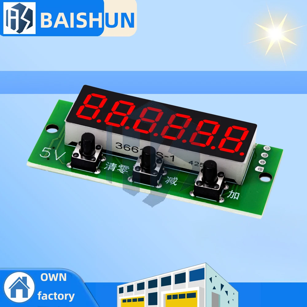 

5v 6-digit red digital counter module for addition and subtraction with memory from 0 to 999999 with mciro usb