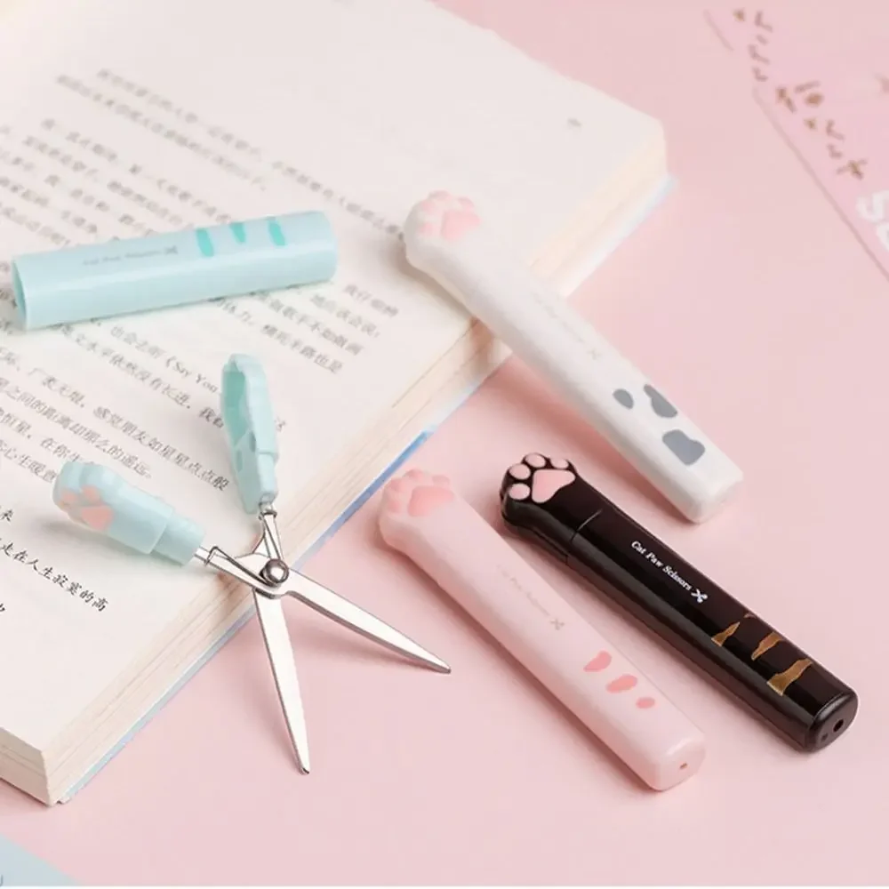 Przenośne plastikowe nożyczki do kocich łapek Składane nożyczki ze stali nierdzewnej Artykuły papiernicze Kreskówkowe nożyczki
