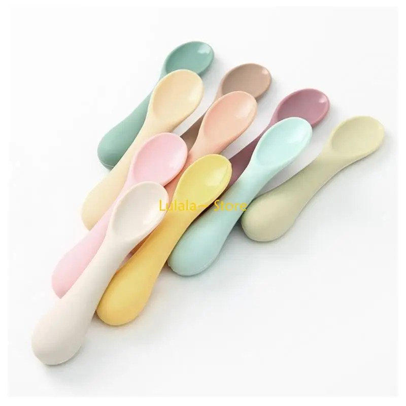 Y4QA الطفل ملعقة التغذية الذاتية أدوات المطبخ طفل أدوات المائدة المحمولة أكل التدريب ملعقة الاطفال الأكل تغذية لوازم 2 قطعة #3