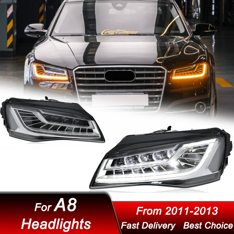 Hot styling Car Headlights For Audi A8 2011-2013 Upgrade new style LED Auto Head lamp Assembly Projector Lens Accessories Kit