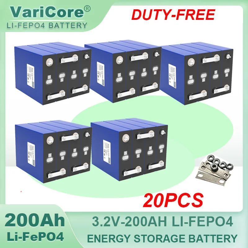 

20pcs 3.2V 200Ah LiFePO4 Battery Lithium iron phosphate batteries For 12v 24v 36v inverter Campers Off-Road Solar Wind TAX FREE