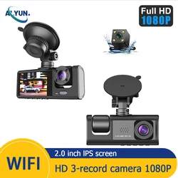 FHD1080P 2Inch Dash Cam Car DVR Night Vision WIFI 3Camera Lens Motion Detection Front Inside Rear Wide Angle Driving Recorder