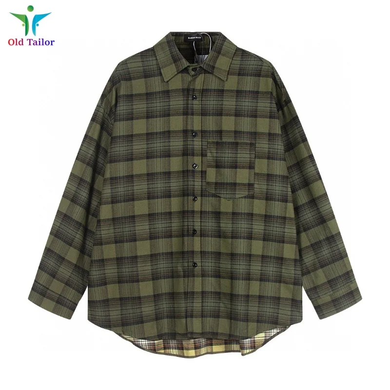 

Best Quality Paris Style Broken Moon Plaid Brand Shirt Washed Loose Shirts Men's Women's Oversized Shirts Jacket