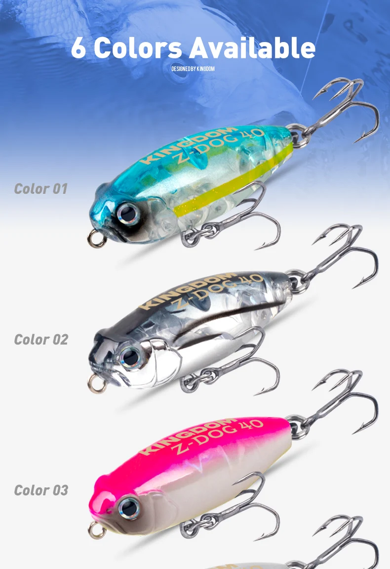 Kingdom Z-Dog Floating Pencil Angelköder 40 mm 3,2 g Stickbait Topwater Surface Walk The Dog Hard Baits Wobbler für Bass Pike – Detail 9