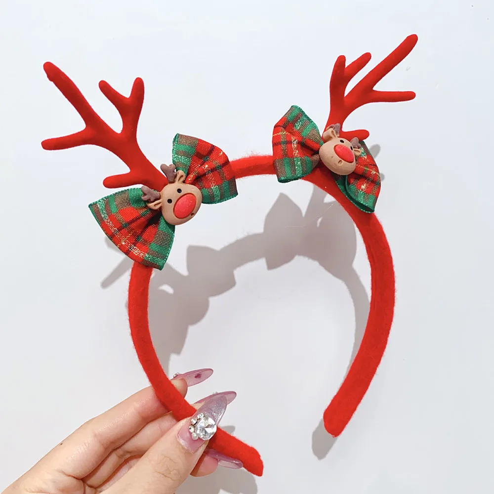 أزياء عيد الميلاد الفتيات الاطفال رباطات تأثيري الكرتون الأيائل ندفة الثلج شجرة هيرباند هدايا حفلة عيد الميلاد إكسسوارات الشعر #3