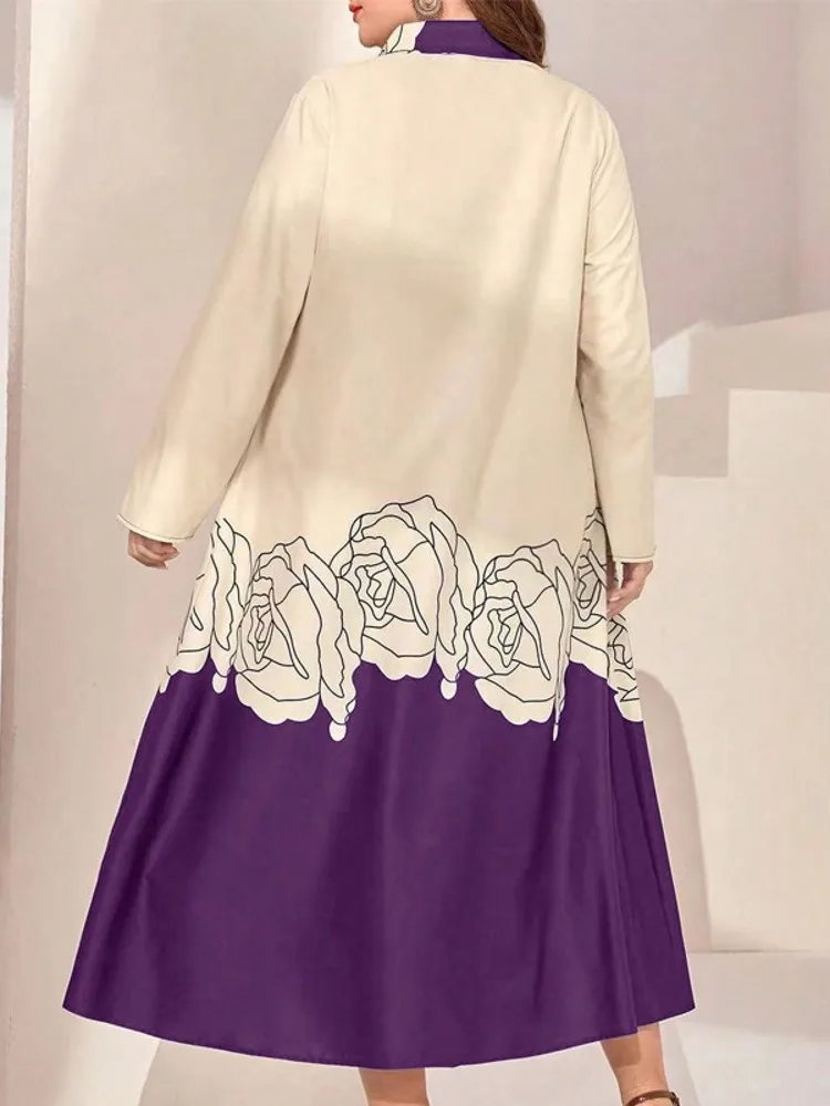 L-4XL Plus Size Clothes Dresses Women Robes Spring Autumn Long Sleeve Street Style Casual 3XL 4XL Big Size Long Dress Oversized 5