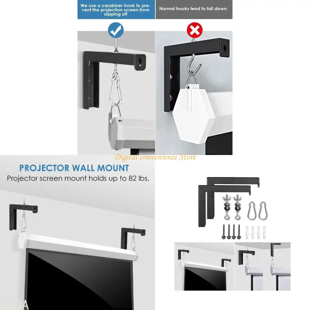 

97QA High Strength Steel Projectors L Bracket Screen Hooks for Easy Installation