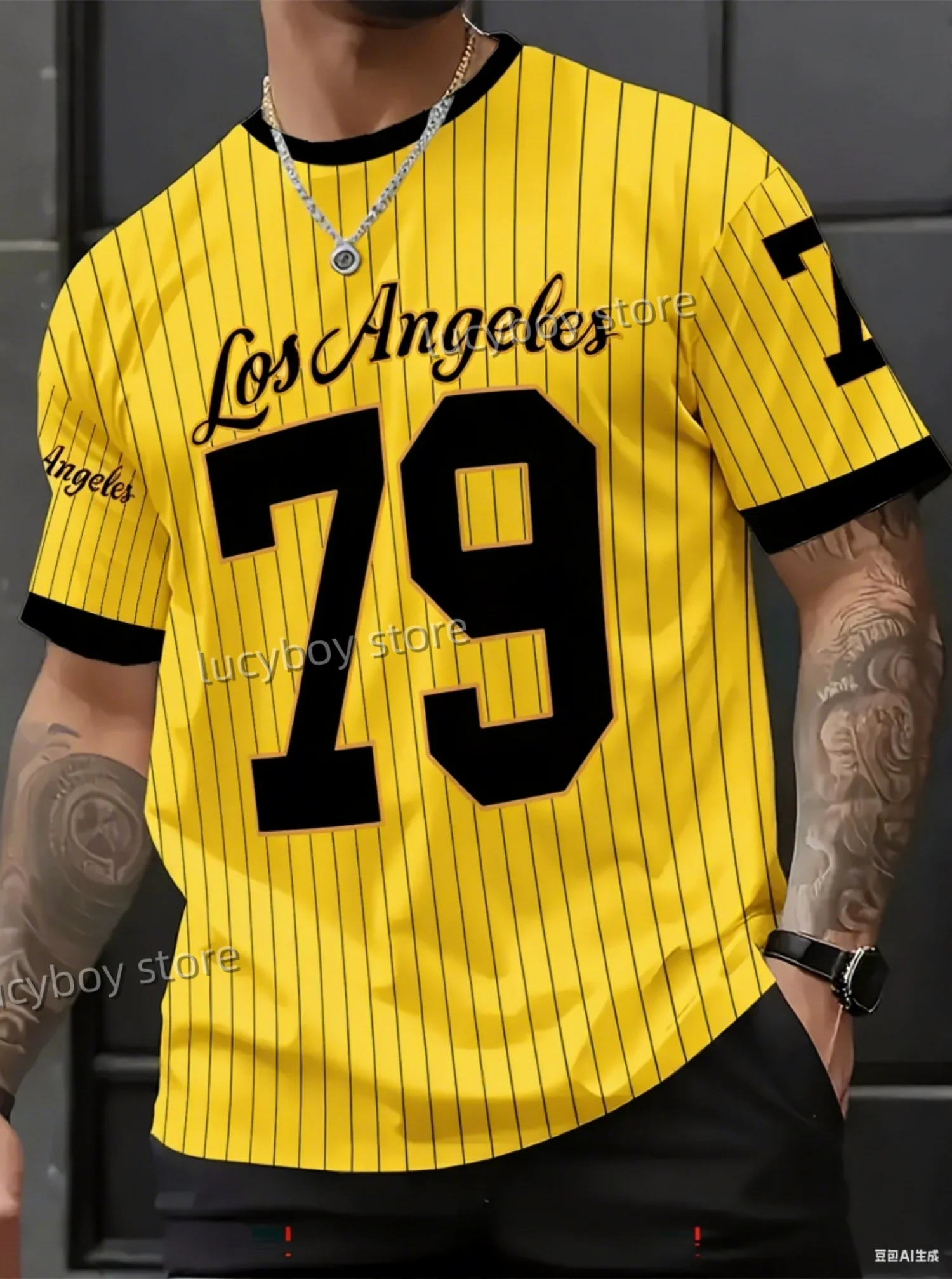 NEW IN  American Style 79 LOS ANGELES T-Shirt  Men  Short Sleeve O- Neck sport Tee Vintage Basketball T-shirt Men Clothes image 5