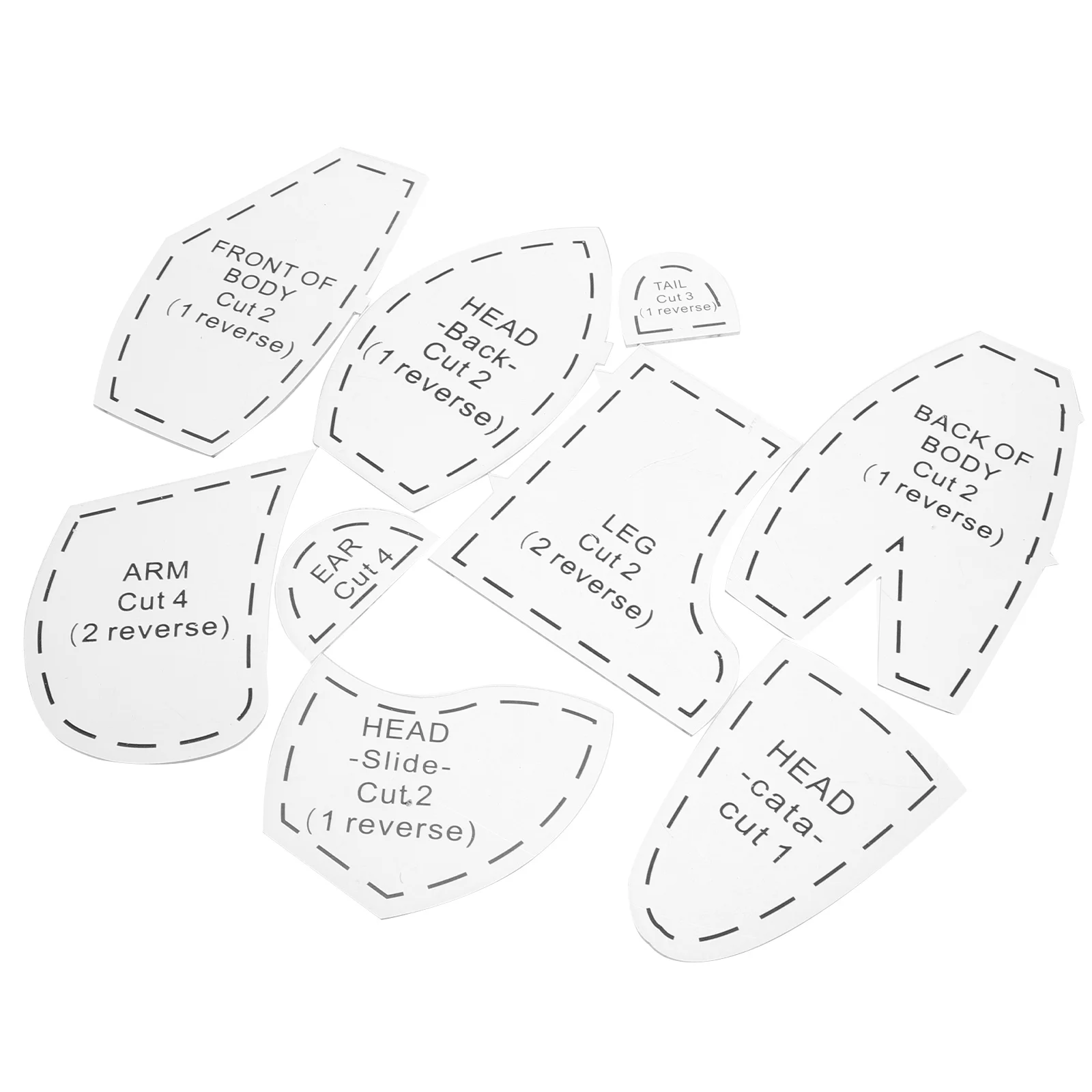 10Pcs Memory Bear Template Ruler Set Acrylic Quilting Templates Sewing Craft Easy Patterns Stuffed Animal Sewing Patterns