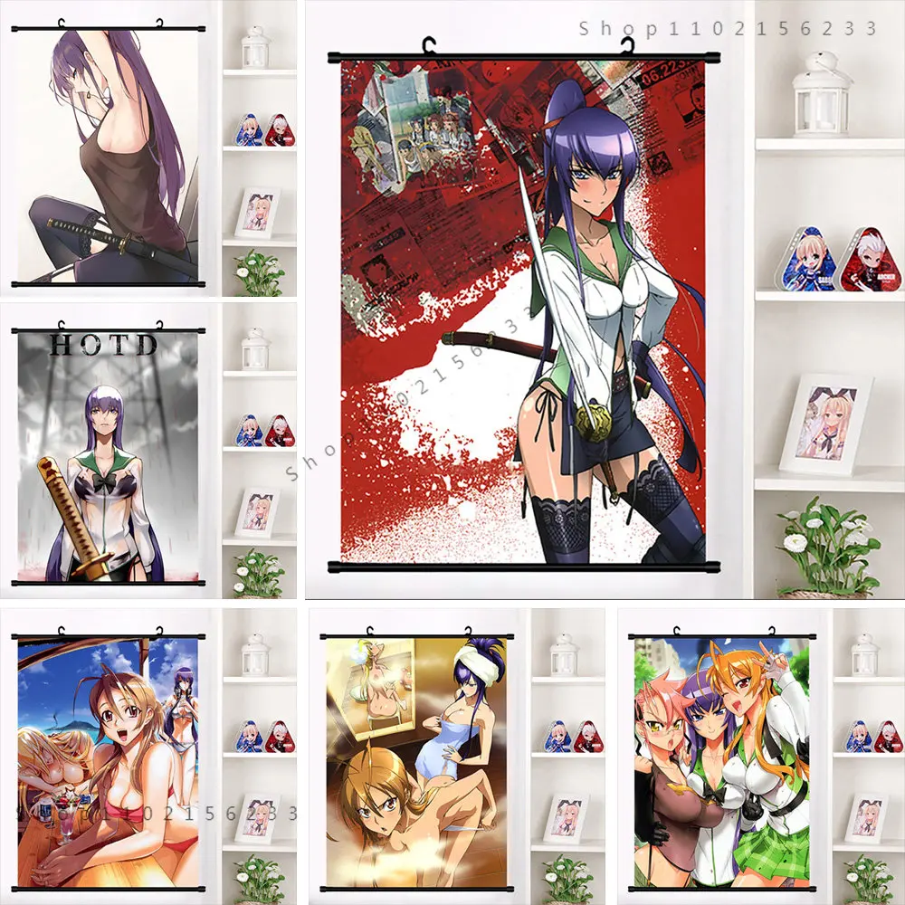 Highschool of the Dead Home Decor Busujima Saeko Canvas Painting Takagi Saya Hanging Scrolls Poster Picture Wall Artwork Prints