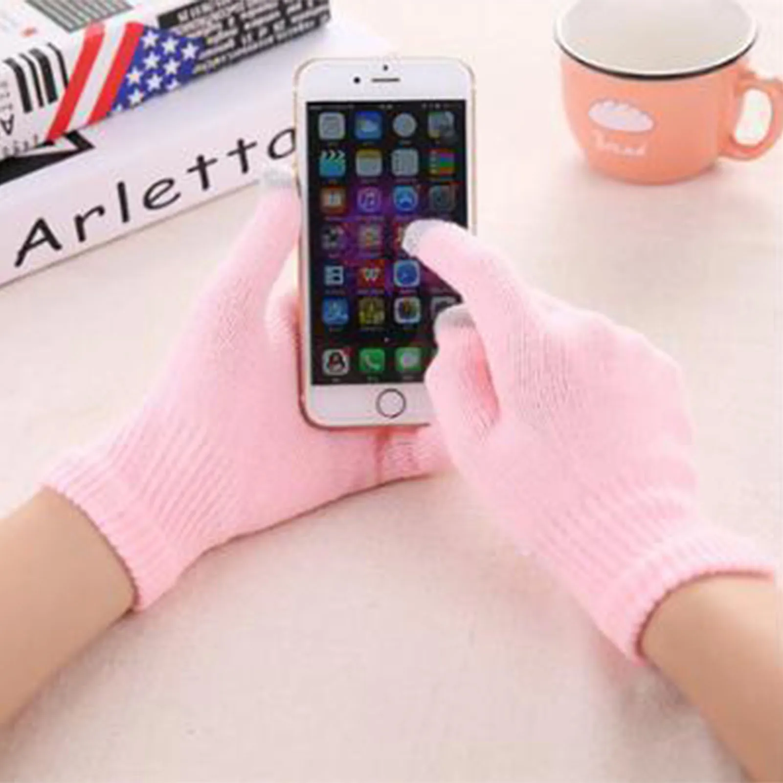 Lightweight Winter Gloves Touch Screen Thick Five Fingers Wrist Mittens for New Year Children Gift