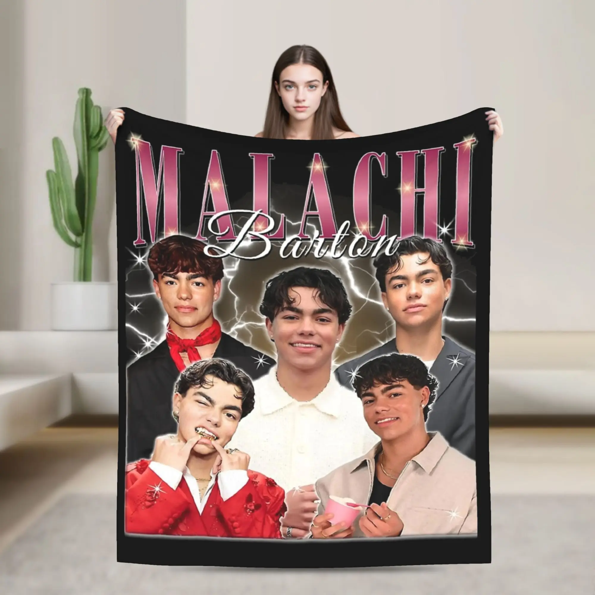 Malachi Barton Vintage Bootleg 90s Blankets Flannel Printed  Multi-function Soft Throw Blanket for Bedding Couch Bedspreads