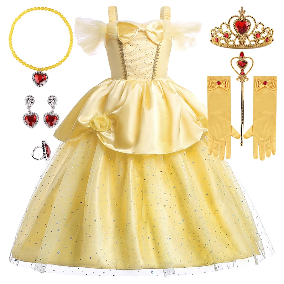 Robes de cosplay de style princesse pour enfants avec accessoires, vêtements de performance de danse de paupières pour filles, carnaval au poivre, fêtes d'anniversaire