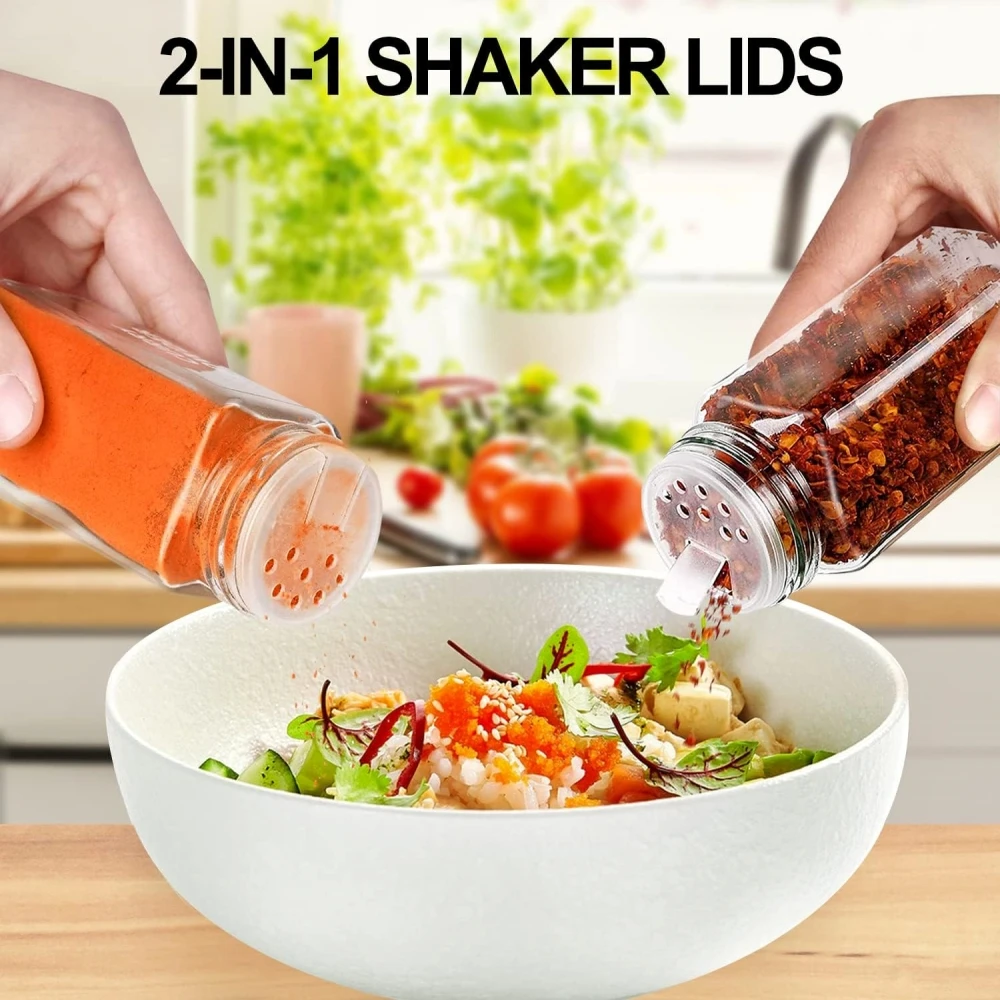 13Pcs Glass Spice Jars with Bamboo Lids 4oz Glass Jars Spice Jar Set Seasoning Jars Organizer Storage Bottles for Spice Rack
