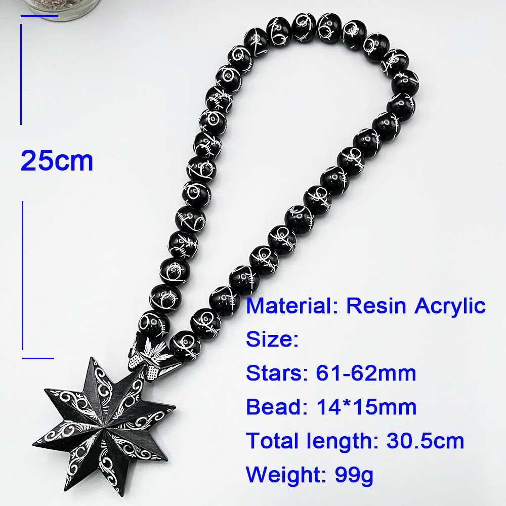 GS146 Octagonal Star Resin DIY Decoration Exquisite Black White Beads 3D Concave Pattern Decoration With Meditation Car Pendant