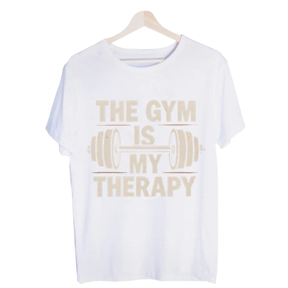 Men's Gym Barbell Slogan Graphic Tee, Short Sleeve Crew Neck T-Shirt for Workout and Casual Daily Wear