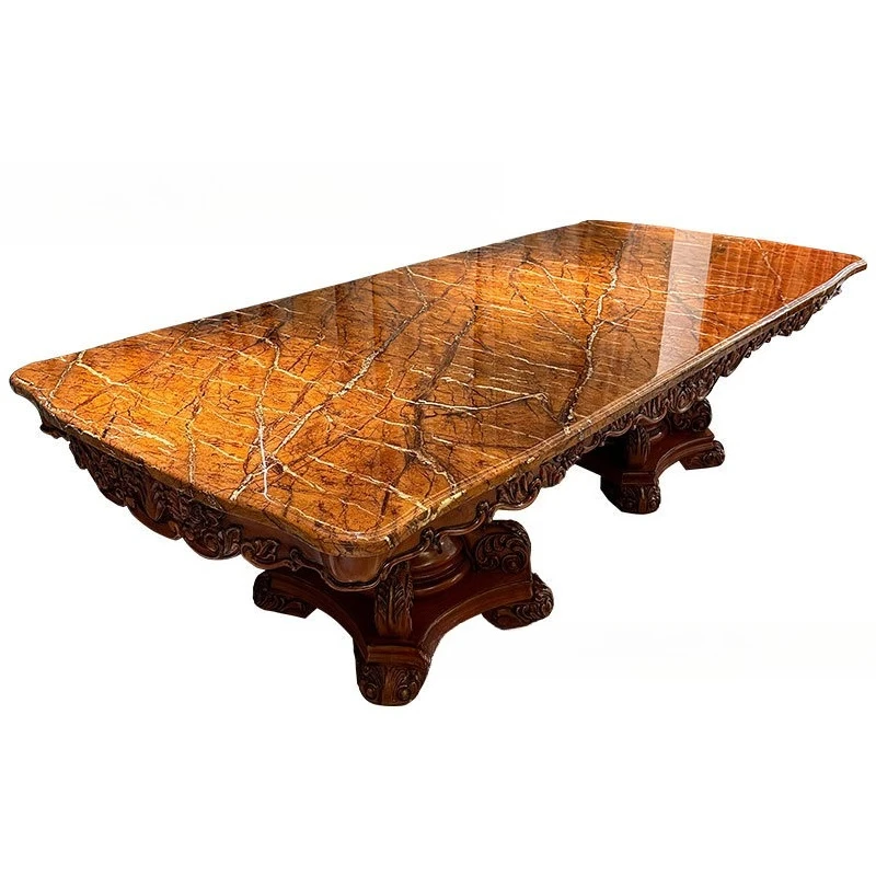 

European style solid wood long dining table, home dining table, European and American high-end luxury