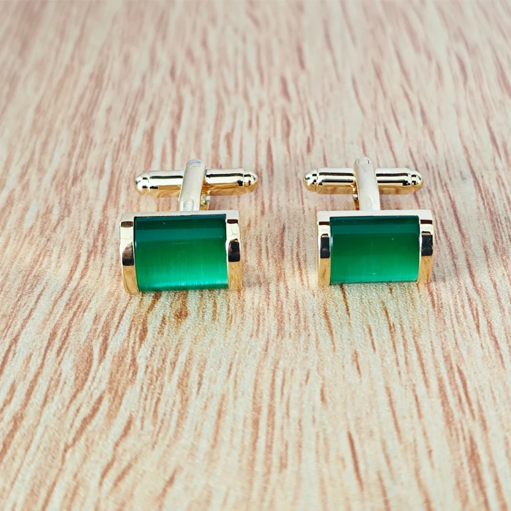 1 Pair Green Stone Commercial Cufflinks Imitation Crystal Blue Collar Cuff links French Nail Sleeve Button For Meeting