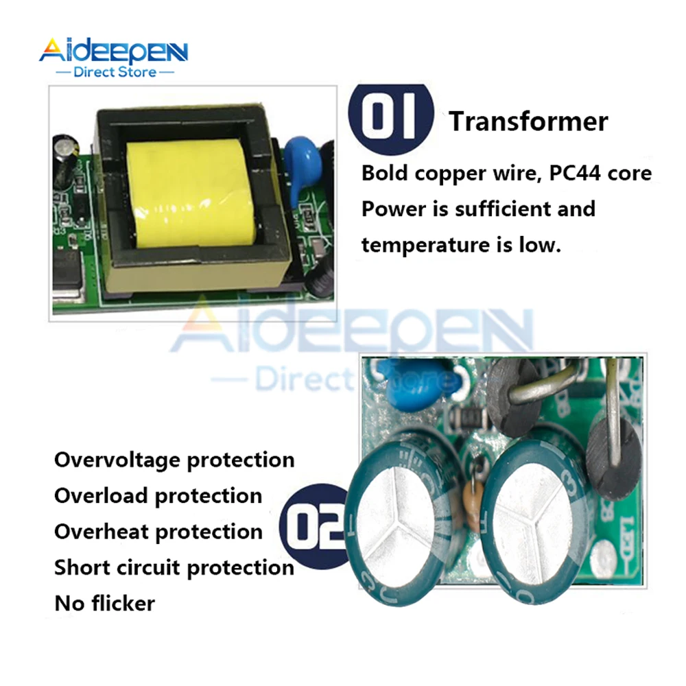 AC100-240V a DC12V 6W 0.5A 12W 1A 18W 1.5A 24W 2A 36W 3A 48W 4A 60W 5A Controlador LED Fuente de alimentación de voltaje constante Transformador LED