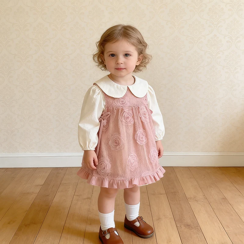 

2026 New Spring 0-24M Baby Girl Clothing Infant Baby Girls Jumpsuit+Vest Long Sleeved Cotton Toddler Baby Girl Romper