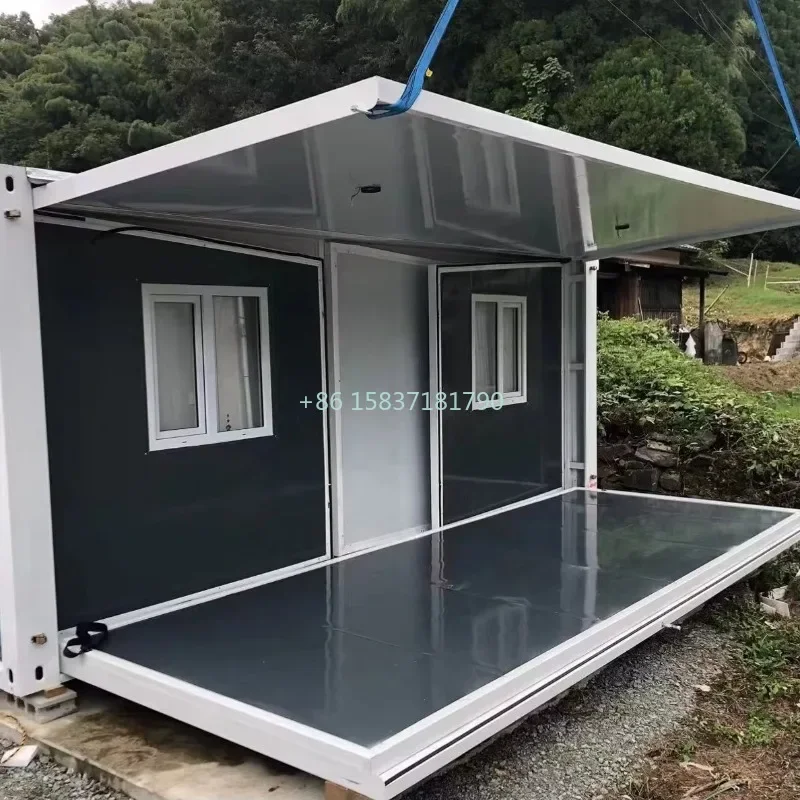 Portable Container House Hurricane Proof Light Steel Foldable Flat Pack Folding House Expandable Storage Prefabricated Container