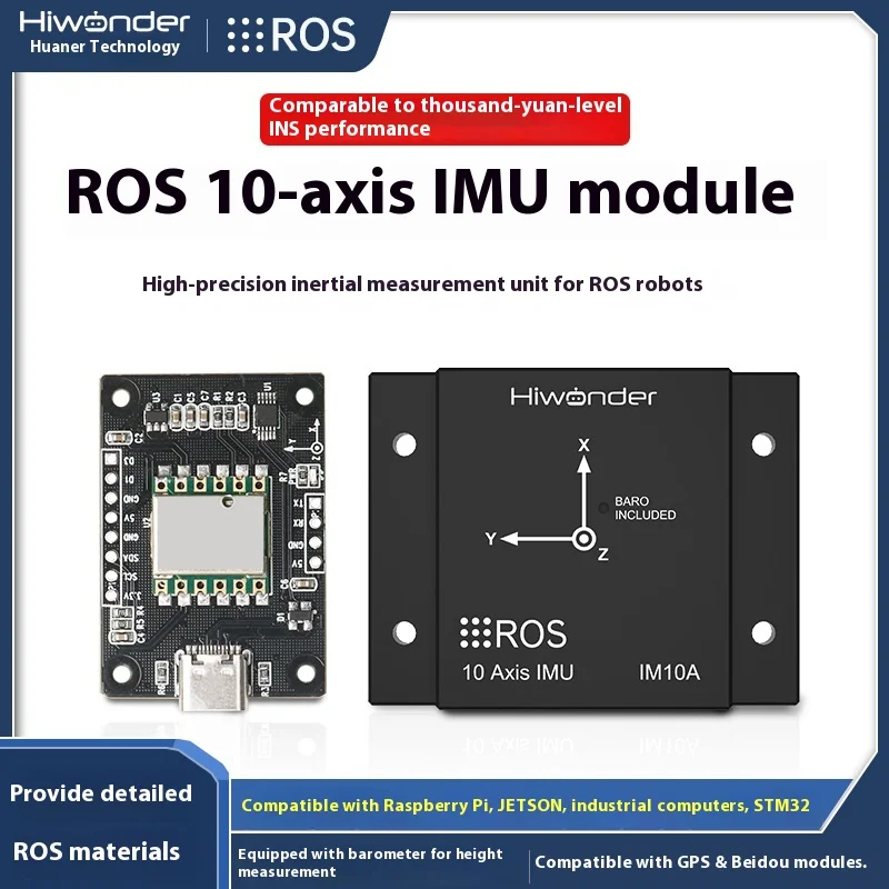 Moduł inercyjny IMU ROS 10-osiowy, magnetometr MEMS USB do robotyki ROS, żyroskop AHRS, czujnik położenia.