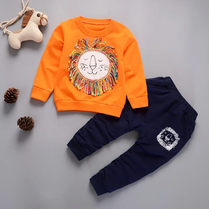 Children Clothing Baby Boys Outfit Sets New Winter Kids Clothes Boys Print Top+Pant Suit For Girls Clothes 1-2-3-4 Year