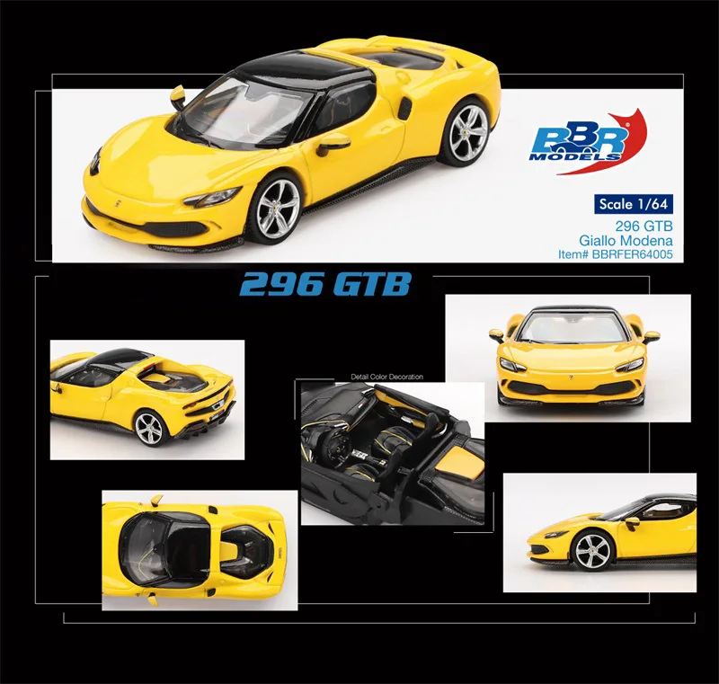 

(Pre-Order) BBR 1:64 296 GTB Giallo Modena Yellow Diecast Collector's Vehicle Model Car