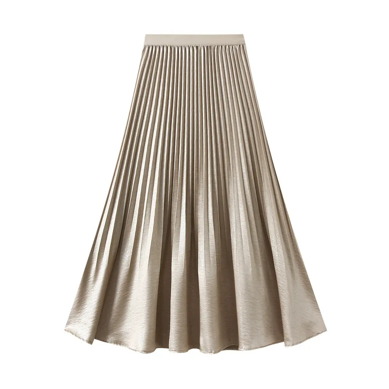 Spring high-end feeling, light mature style, high waist fish tail mid length skirt, fluffy skirt, pleated skirt, half body skirt