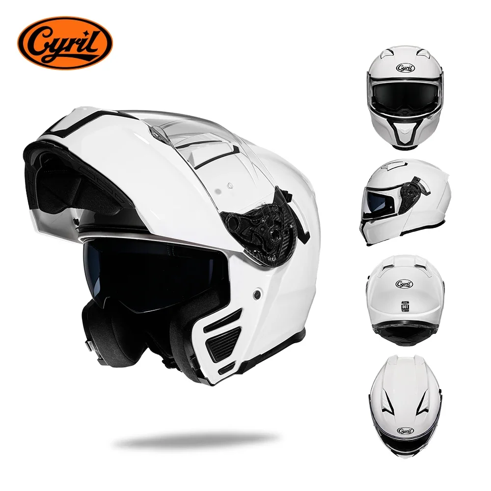 Integraal motorhelm met dubbel vizier Cyril opklapbare motorhelm met Bluetooth-sleuf voor volwassen DOT goedgekeurde helm