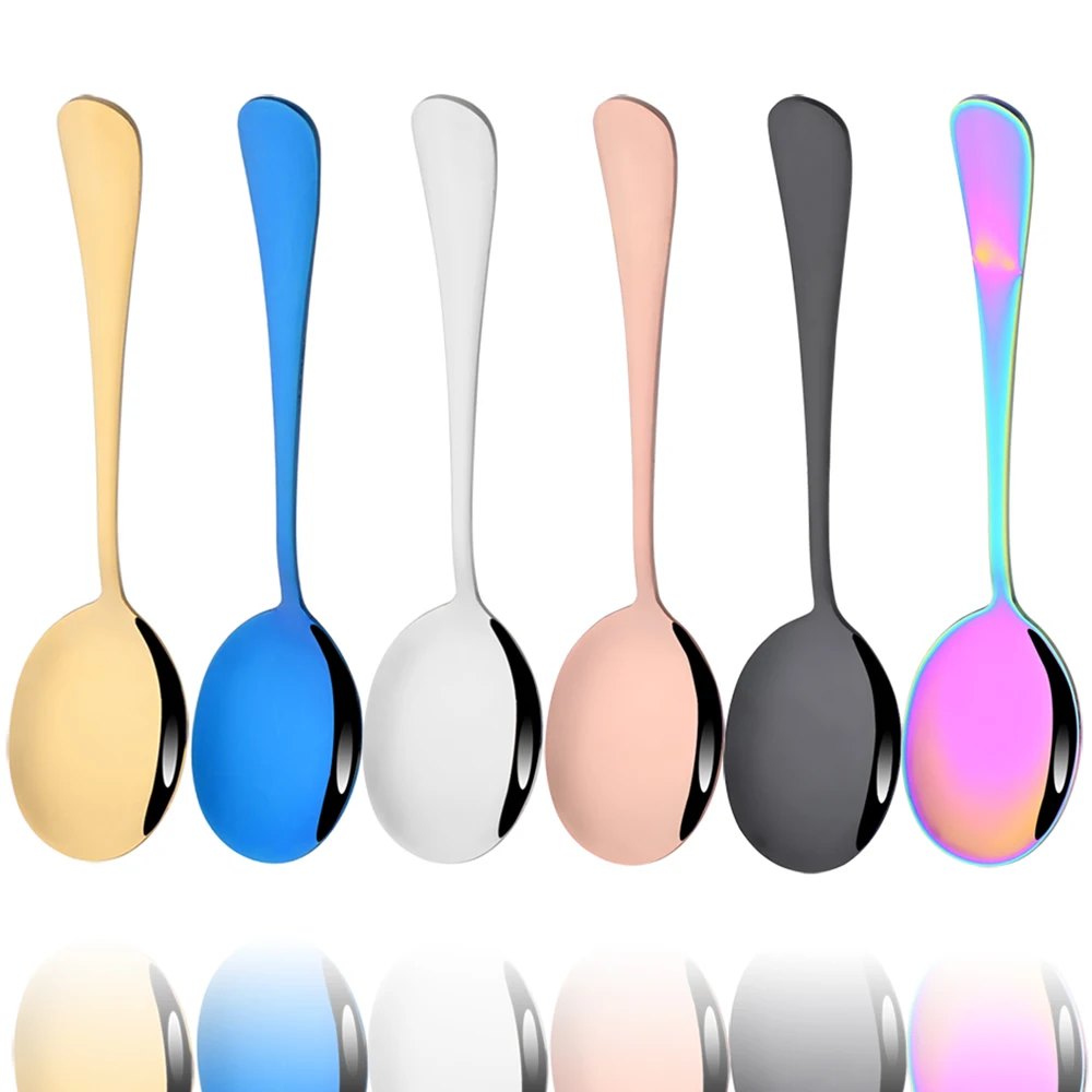 Drmfiy 2/4Pcs Dinnerware Set Kitchen Dinner Public Spoon Restaurant Stainless Steel Distributing Spoon Buffet Serving Spoon