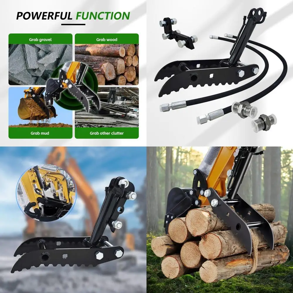 

Гидравлический захват-пальцевик для мини-экскаваторов до 2 тонн, в комплекте 2 шланга M14 и адаптеры, черный