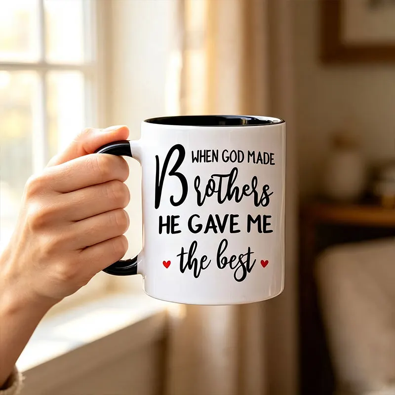 1 11-Ounce Cherish Your Brother Ceramic Mug, a Sincere Gift from a Sister, with the Words 
