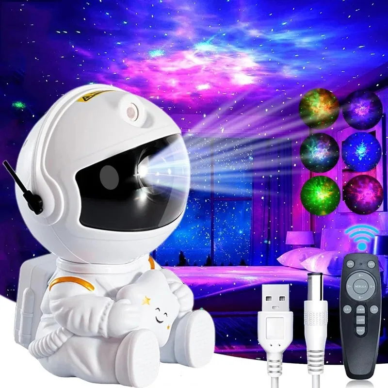 Proyector de astronauta de estrella galaxia, proyector de luz de cielo estrellado, lámpara decorativa para dormitorio, nebulosa, luz LED nocturna, regalo para niños y adultos