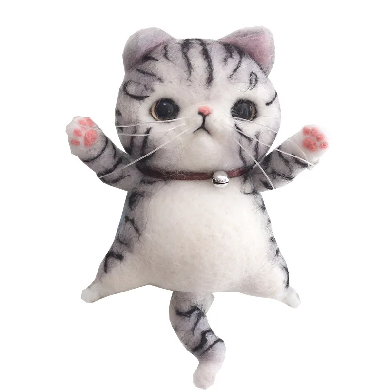 Non-Finished Felt Kit Poke Wool Felt Handmade DIY Doll Cartoon Cute Brooch Cats Material Kit Plush Toys For Children Best Gifts