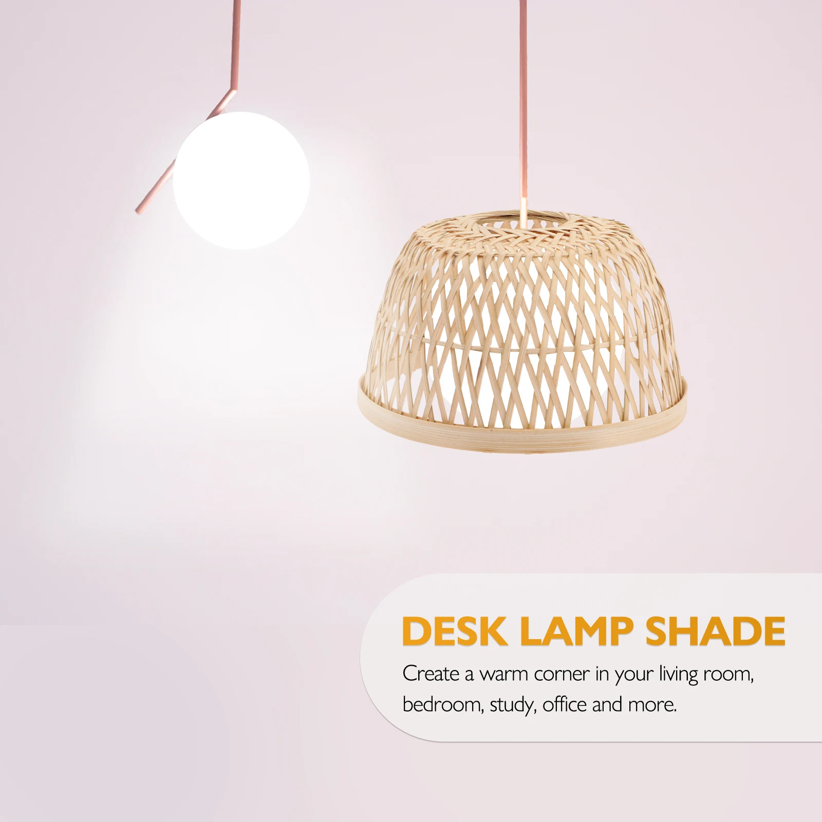 

Bamboo Woven Lamp Shade Pendant Light Cover Beige Rustic Decor Home Hotel Restaurant Durable Easy Install Lightweight Compact