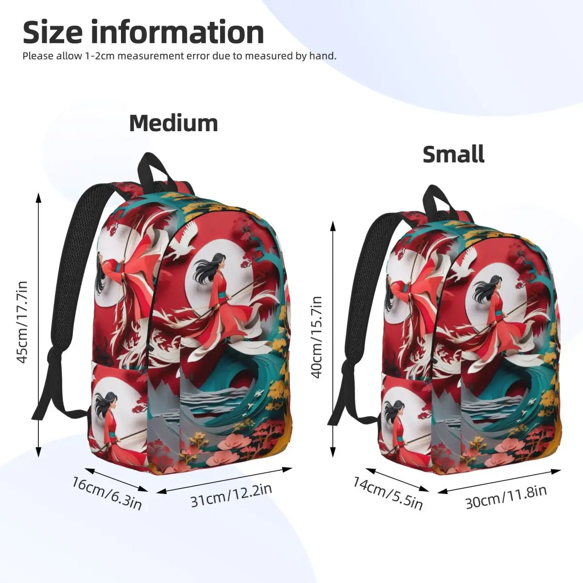 Custom Cartoon Movies Mulan Travel Canvas Backpack Women Men School Laptop Bookbag College Student Daypack Bags